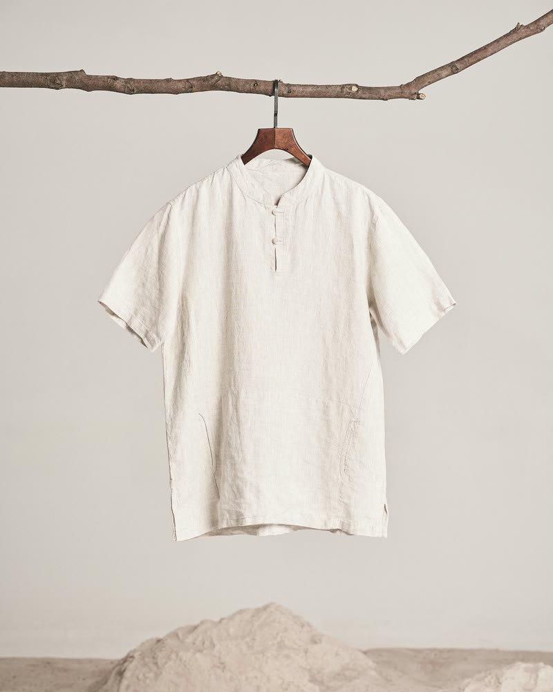 Camp shirt in white linen