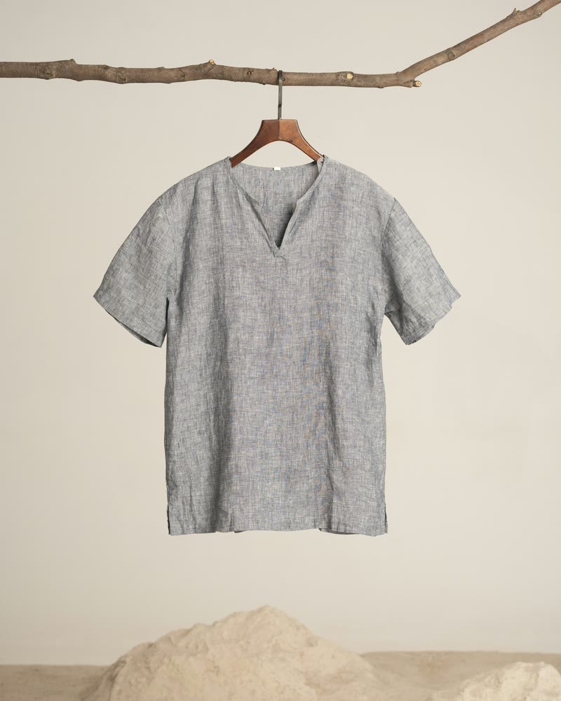 Overshirt in grey linen